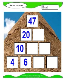 Çıkarma Pramidi Çalışma Sayfaları